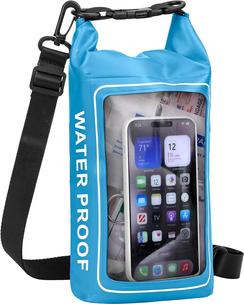 GPUSFAK 154 Pieces Waterproof Boat First Aid Kit Dry Bag with Cell Phone Bug Out Bags Pouch Roll Top Boat Emergency Kit 2-in-1 for Camping Fishing Kayaking Swimming Rafting - Image 1